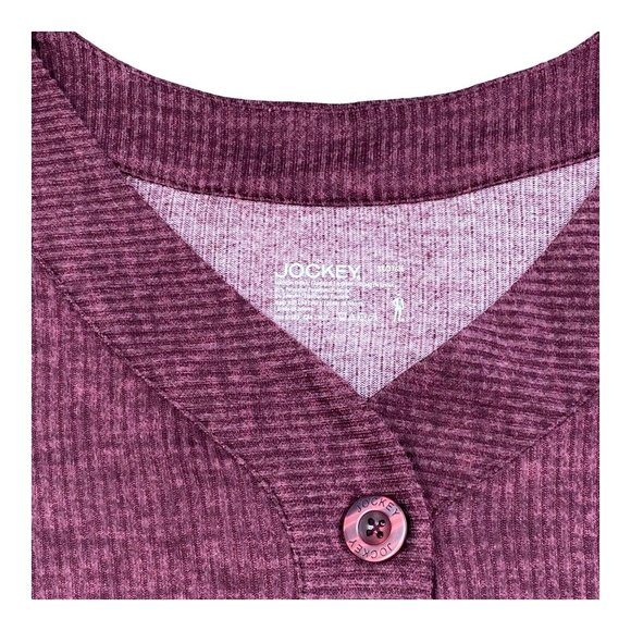 Jockey Lounge Sweater Sz 3X Ribbed Microfiber Stretch Button Up Maroon L/S NWT - Picture 3 of 10